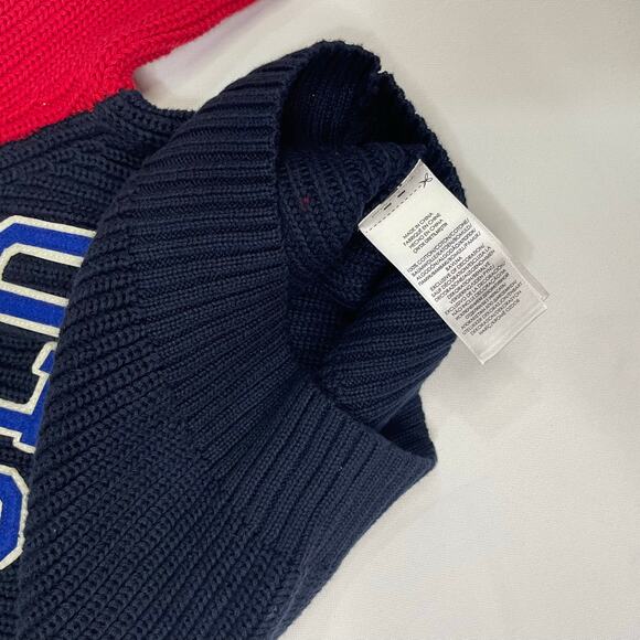 Polo Ralph‎ Lauren Navy Red Cable Knit Sweater Pullover Boys NWT Size 4/4T - Picture 3 of 4